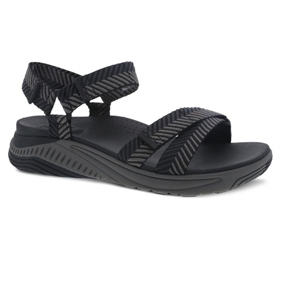 Dansko Racquel Black Chevron Webbing Active Walking Sandals Womens 39 US 8.5-9